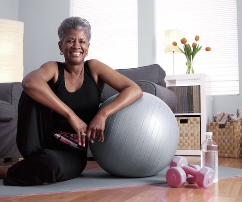 Older woman stretching