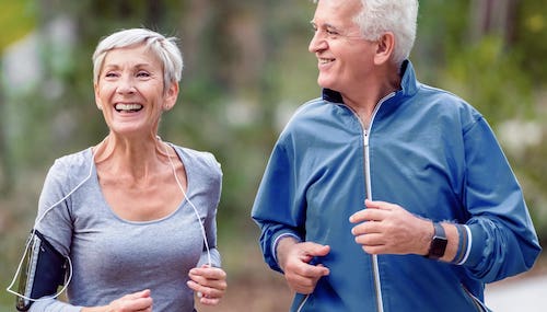 Older couple running